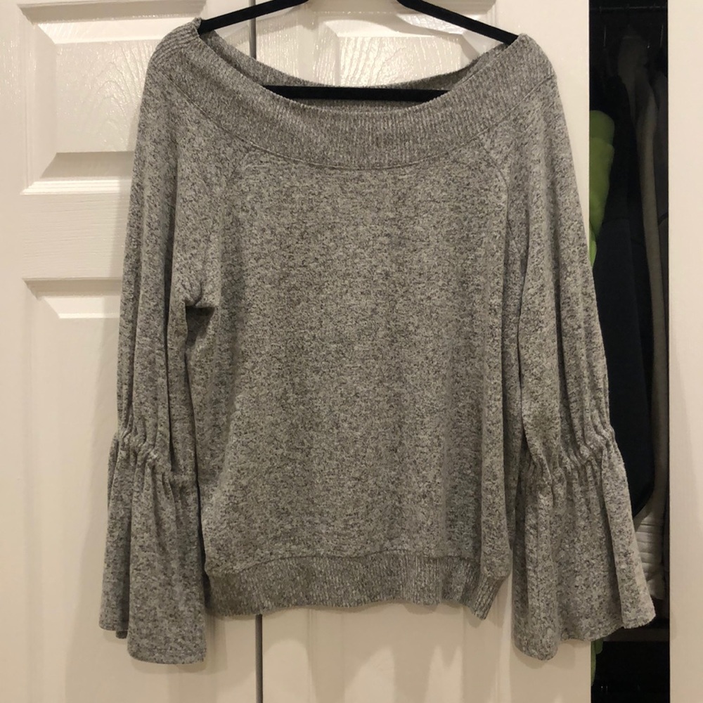 Express off the shoulder bell sleeve sweater